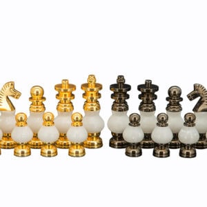 Dal Rossi Italy Chess Set on a 20" Board & Box with White Stone and  Gold , Silver Chessmen