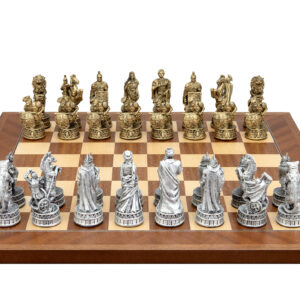 Dal Rossi Italy Roman Chessmen on a Mahogany / Maple, 40cm Chess Board