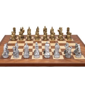 Dal Rossi Italy Roman Chessmen  on a Mahogany / Maple, 50cm Chess Board
