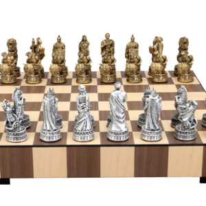 Dal Rossi Italy Roman Chessmen  on a Chess Set with Drawer 14"