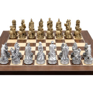 Dal Rossi Italy Roman Chessmen  on a Palisander / Maple, 40cm Chess Board