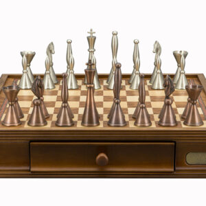 Dal Rossi Italy, 16' Walnut Chess Set With Staunton Metal Chessmen
