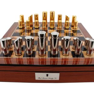 Dal Rossi Italy, Modern Gold and Silver Chess Set Chessmen 75mm