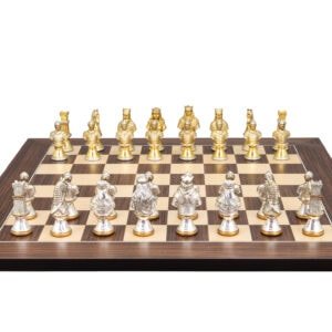 Dal Rossi Italy, Medieval Warriors Metal Chessmen 85mm on a Palisander / Maple, 50cm Chess Board