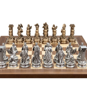 Dal Rossi Italy European Warriors on a Walnut Inlaid, 40cm Chess Board