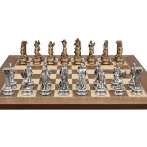 Dal Rossi Italy European Warriors on a Walnut Inliad, 50cm Chess Board