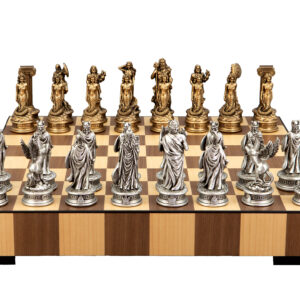 Dal Rossi Italy European Warriors Chessmen 85mm on a Chess Set with Drawer 14"