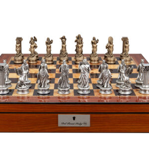 Dal Rossi Italy European Warriors on a Walnut Finish, Chess Box 20” with compartments