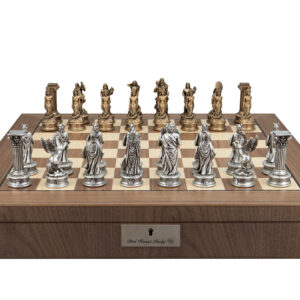 Dal Rossi Italy European Warriors on a Walnut Finish, Chess Box 20” with compartments