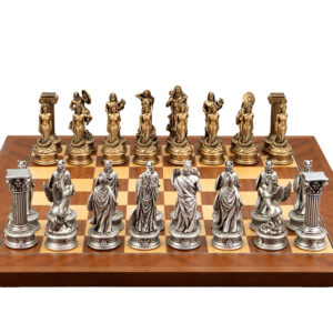 Dal Rossi Italy European Warriors on a Mahogany / Maple, 40cm Chess Board