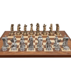 Dal Rossi Italy European Warriors on a Mahogany / Maple, 50cm Chess Board