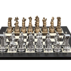 Dal Rossi Italy European Warriors on a Black / Erable, 40cm Chess Board