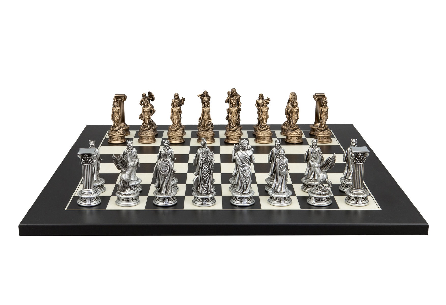 Dal Rossi Italy European Warriors on a Black / Erable, 50cm Chess Board