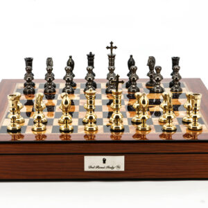 Dal Rossi Italy Chess Pieces Metal Dark Titanium and Gold 110mm Chessmen ONLY
