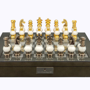 Dal Rossi Italy Chess Set on a 20" Board & Box with White Stone and  Gold , Silver Chessmen