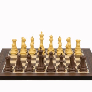 Dal Rossi Italy Chess Set Palisander / Maple Flat Board 40cm, With Queens Gambit Chess Pieces 90mm