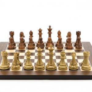 Dal Rossi Italy Chess Set Flat Palisander/Maple Board 50cm, Brown and Box Wood Grain Finish Chess Pieces 110mm