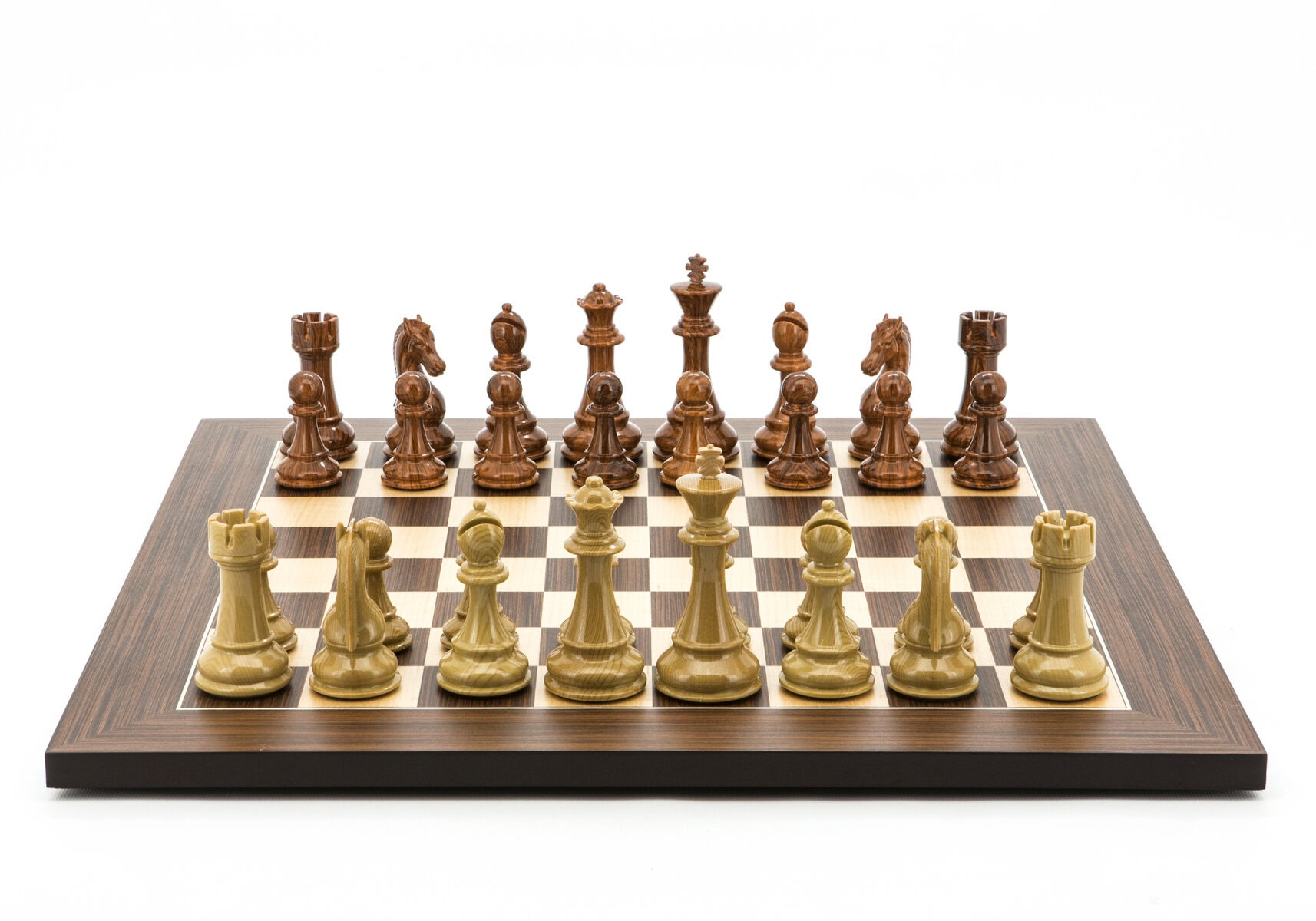 Dal Rossi Italy Chess Set Flat Palisander/Maple Board 50cm, Brown and Box Wood Grain Finish Chess Pieces 110mm