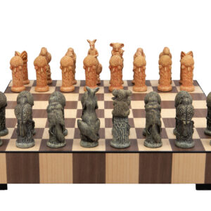 Dal Rossi Hand Paint - Australiana Chessmen on a Chess Set with Drawer 14"