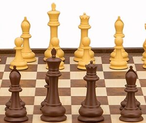 Dal Rossi Italy Chess Set Walnut Finish 16″ With Two Drawers, Queen Gambit Chessmen 90mm