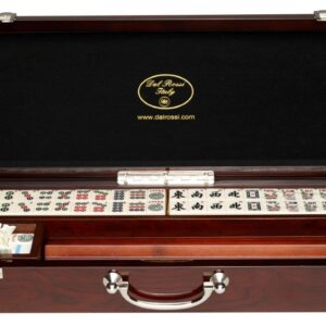 Mahjong, deluxe wooden case with sticks & racks (52cm)