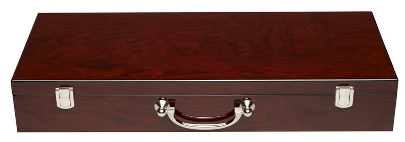 Mahjong, deluxe wooden case with sticks & racks   (52cm)