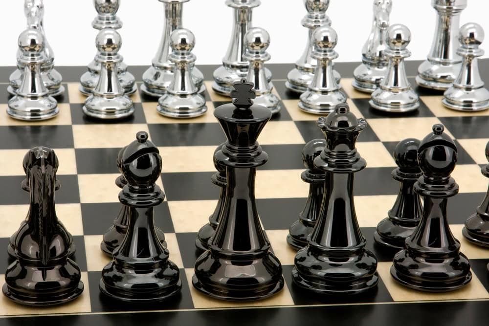 Dal Rossi Italy Chess Set, 50cm Board With Silver and Titanium Black Weighted Chess Pieces (101mm)