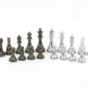 Dal Rossi Italy Chess Set, 50cm Board With Silver and Titanium Black Weighted Chess Pieces (101mm)