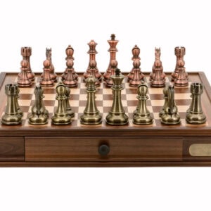 Dal Rossi Italy Chess Set 20", With Bronze & Copper Weighted Chess Pieces 101mm pieces