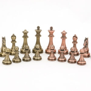 Dal Rossi Italy Chess Set 20", With Bronze & Copper Weighted Chess Pieces 101mm pieces