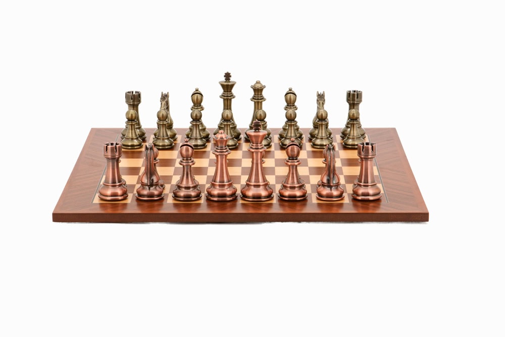 Dal Rossi Italy Chess Set, 50cm Board With Bronze and Copper Weighted Chess Pieces (101mm)