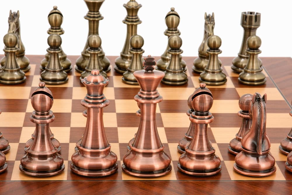 Dal Rossi Italy Chess Set, 50cm Board With Bronze and Copper Weighted Chess Pieces (101mm)