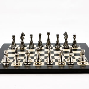 Dal Rossi Italy Chess Pieces Metal Dark Titanium and Silver 85mm Chessmen ONLY