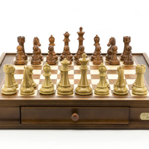 Dal Rossi Italy Brown and Box Wood Grain Finish 110mm Chess Pieces ONLY