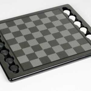 Dal Rossi Italy Carbon Fibre Checkers Set, board and pieces