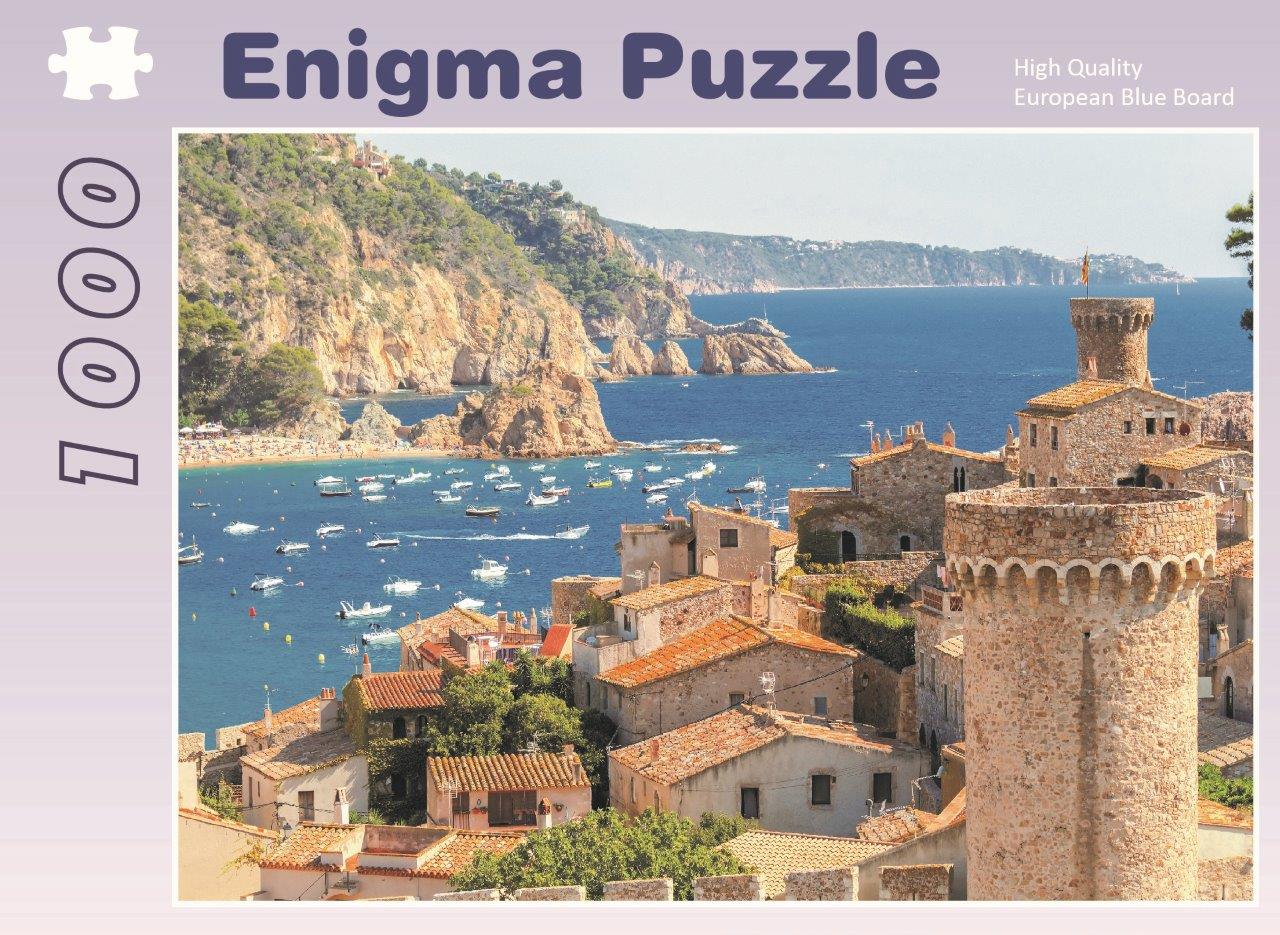 Enigma Brand 1000pc Jigsaw - Tossa de mar costa Brava Spain (Made From 100% High Quality European Blue Board From Holland)
