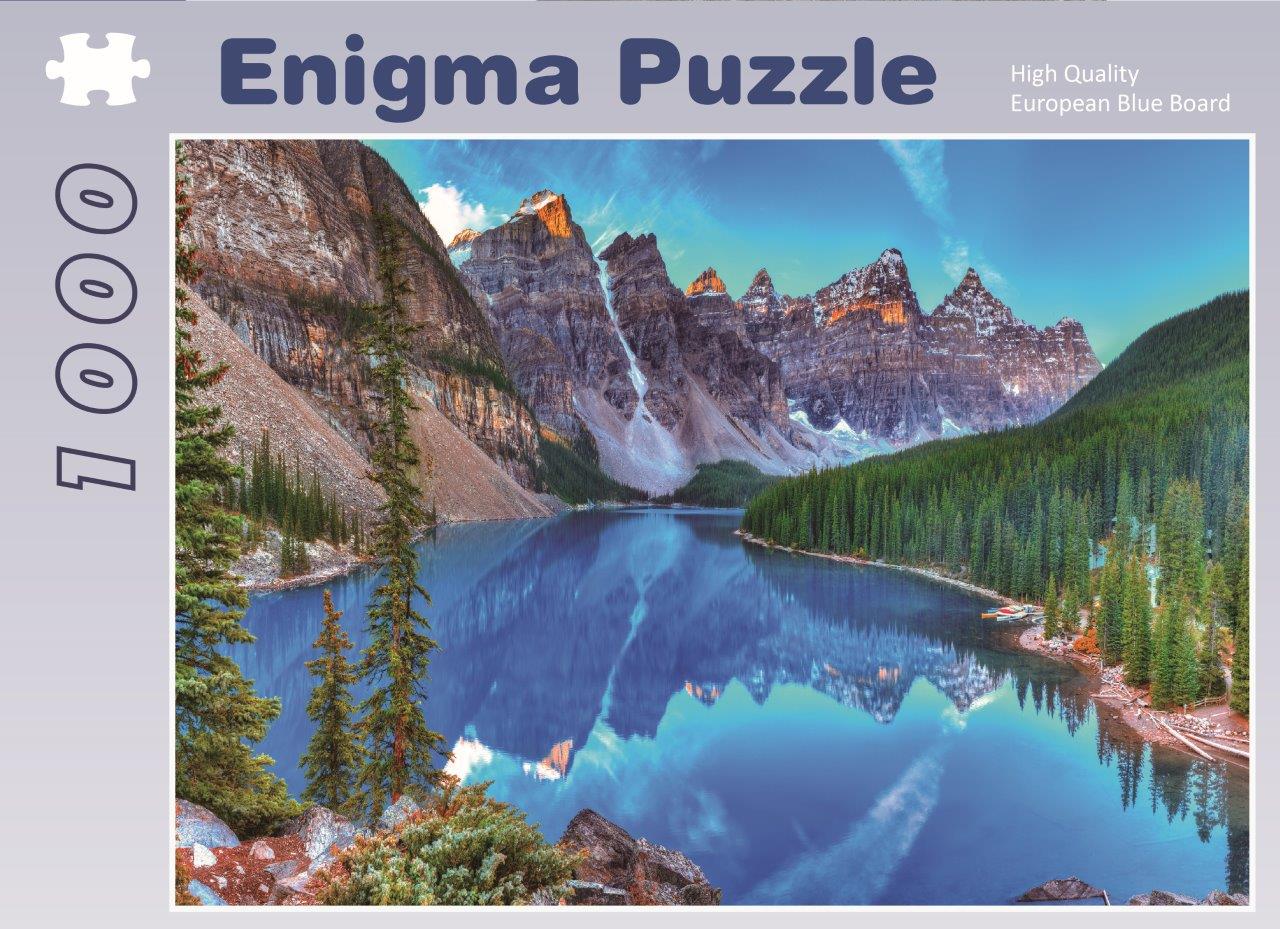 Enigma Brand 1000pc Jigsaw - moraine lake sunset banff national park (Made From 100% High Quality European Blue Board From Holland)