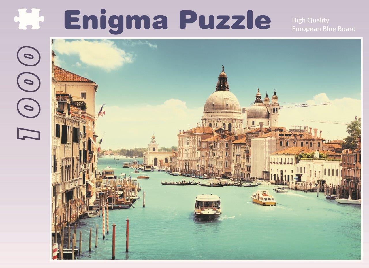 Enigma Brand 1000pc Jigsaw -Grand Canal Basilica Venice (Made From 100% High Quality European Blue Board From Holland)